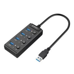 Orico USB 3.0 hub kapcsolókkal, 5x USB (fekete)