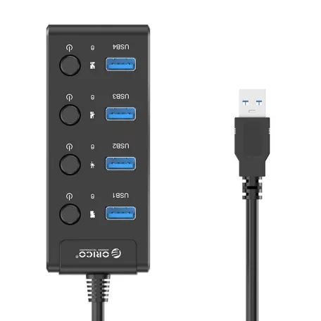Orico USB 3.0 hub kapcsolókkal, 5x USB (fekete)