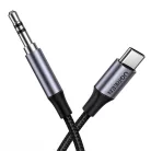 3,5 mm-es mini jack AUX kábel az USB-C UGREEN AV143-hoz, 1 m (fekete)