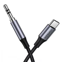   3,5 mm-es mini jack AUX kábel az USB-C UGREEN AV143-hoz, 1 m (fekete)