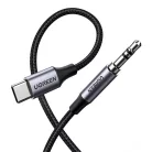 3,5 mm-es mini jack AUX kábel az USB-C UGREEN AV143-hoz, 1 m (fekete)