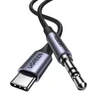 3,5 mm-es mini jack AUX kábel az USB-C UGREEN AV143-hoz, 1 m (fekete)