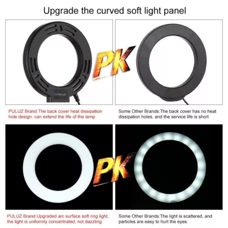 LED Puluz gyűrűs lámpa állítható állvánnyal PU391