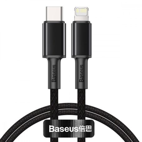 Baseus USB-C - Lightning kábel, nagy sűrűségű fonott, 20 W, 5 A, PD, 1 m (fekete)