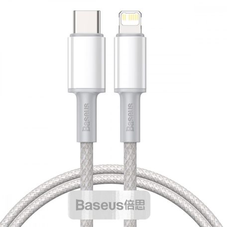 Baseus Lightning USB-C kábel, nagy sűrűségű fonott, 20W, 5A, PD, 1 m (fehér)