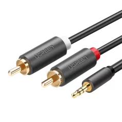   UGREEN AV102 2x RCA (Cinch) jack 3,5 mm-es kábel, 3m (fekete)