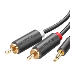   UGREEN AV102 2x RCA (Cinch) jack 3,5 mm-es kábel, 3m (fekete)