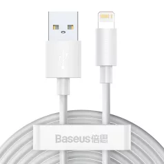   Baseus Simple Wisdom USB-Lightning kábel, 2.4A, 1.5m, 2db (fehér)