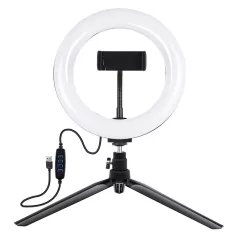   Puluz 20cm LED gyűrűs lámpa / állvány telefontartóval PKT3073B