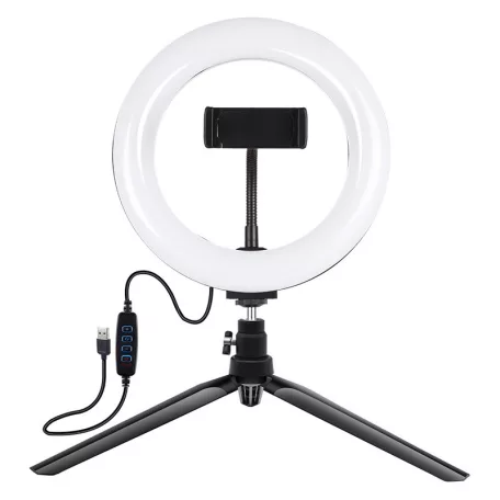 Puluz 20cm LED gyűrűs lámpa / állvány telefontartóval PKT3073B