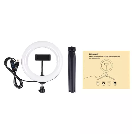Puluz 20cm LED gyűrűs lámpa / állvány telefontartóval PKT3073B
