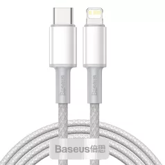   Baseus USB-C - Lightning kábel, nagy sűrűségű fonott, 20 W, PD, 2 m (fehér)