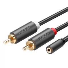   UGREEN AV102 2x RCA kábel (Cinch) jack 3,5 mm 0,25m (fekete)