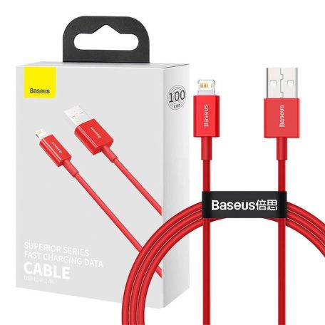 USB-kábel a Lightning Baseus Superior sorozathoz, 2,4 A, 1 m (piros)