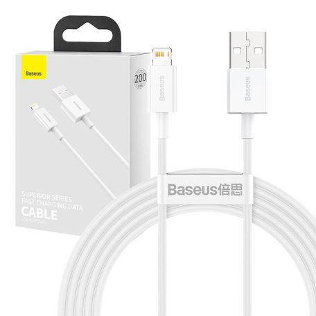 USB-kábel a Lightning Baseus Superior sorozathoz, 2,4A, 2m (fehér)