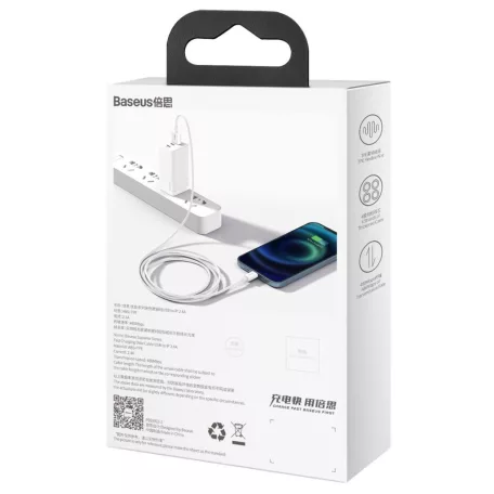 Baseus Superior Series USB-Lightning kábel, 2,4 A, 1 m (fehér)