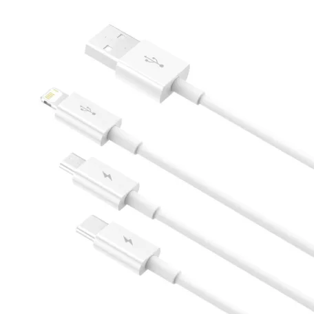 Baseus Superior Series 3 az 1-ben USB-kábel, USB - micro-USB / USB-C / Lightning, 3,5 A, 1,5 m (fehér)