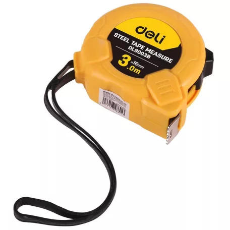 Deli Tools tekercselt mérőszalag EDL9003B, 3m/16mm (sárga)