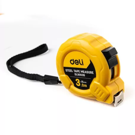 Deli Tools tekercselt mérőszalag EDL9003B, 3m/16mm (sárga)