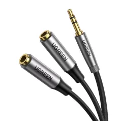   UGREEN AV191 AUX Audio elosztó, 3,5 mm-es jack kábel, 20 cm (fekete)
