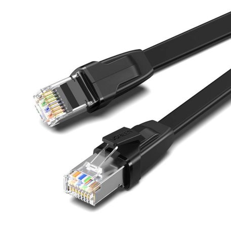 UGREEN NW134 lapos hálózati kábel fémdugóval, Ethernet RJ45, Cat.8, U/FTP, 3m (fekete)