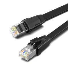   UGREEN NW134 Lapos hálózati kábel fém csatlakozókkal, Ethernet RJ45, Cat.8, U/FTP, 0,5 m (fekete)