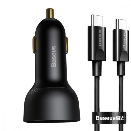 Baseus Superme USB autós töltő, USB-C, 100W + USB-C kábel (fekete)
