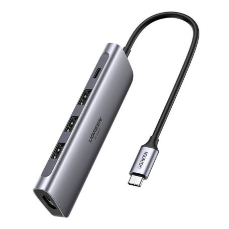 UGREEN 5 az 1-ben Adapter, USB-C 3x USB 3.0 + HDMI 4K + USB-C PD, 100W (szürke)