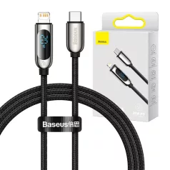   Baseus USB-C-Lightning kijelzőkábel, PD, 20 W, 1 m (fekete)