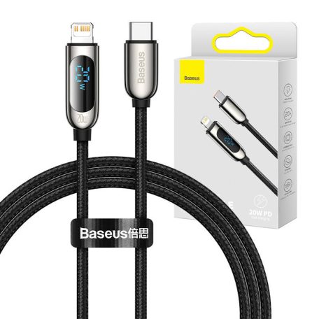 Baseus USB-C-Lightning kijelzőkábel, PD, 20 W, 1 m (fekete)