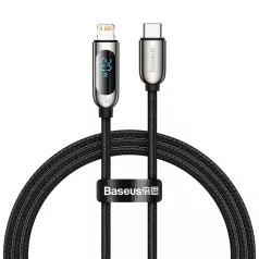   Baseus USB-C-Lightning kijelzőkábel, PD, 20 W, 1 m (fekete)