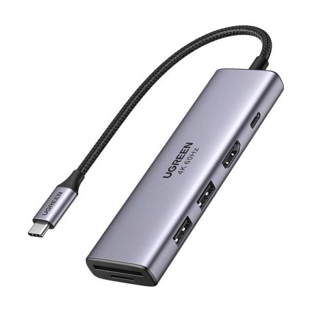 UGREEN Revodok CM511 5 az 1-ben Adapter, USB-C 2x USB, HDMI, USB-C, TF/SD (szürke)