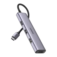 UGREEN CM473 4 az 1-ben USB-C–4x USB 3.0 hub (szürke)