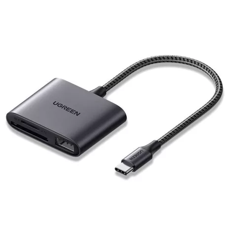 UGREEN CM387 SD és TF kártyaolvasó, USB-C (fekete)