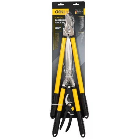 Deli Tools három darabos metszőolló készlet EDL580003, (sárga)