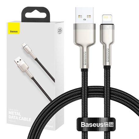 USB-kábel a Lightning Baseus Cafule-hez, 2,4A, 0,25 m (fekete)