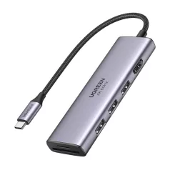   UGREEN CM511 5 az 1-ben USB-C adapter, 3 USB 3.0 + HDMI + TF/SD (szürke)