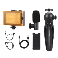   Puluz élő felvétel készlet állvány + LED fény + mikrofon + telefoncsipesz PKT3132B
