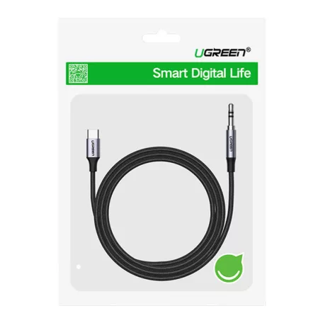 UGREEN CM450 USB-C 3,5 mm-es mini jack 3,5 mm-es AUX kábel, 1 m (fekete)