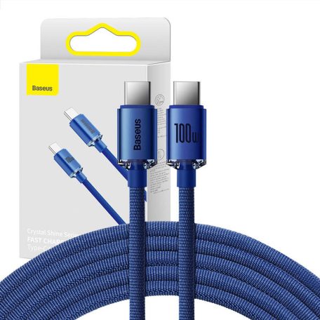 USB-C-kábel a USB-C Baseus Crystal Shine, 100W, 1.2m (kék)