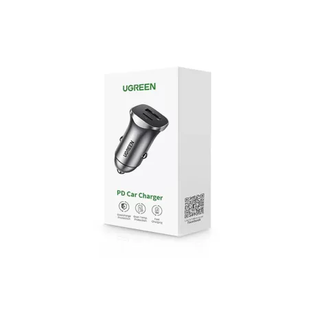 UGREEN CD130 autós töltő, USB-A+PD 3.0, USB-C, QC3.0 30W (szürke)