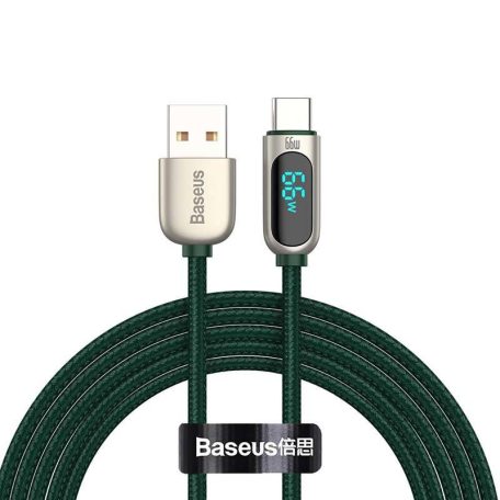 Baseus USB-C kábel kijelzővel, 66W, 2m (zöld)