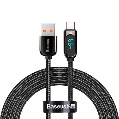 Baseus USB-C kábel kijelzővel, 66W, 1m (fekete)