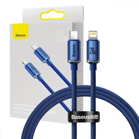 Baseus Crystal Shine USB-C-Lightning kábel, 20W, 1.2m (kék)