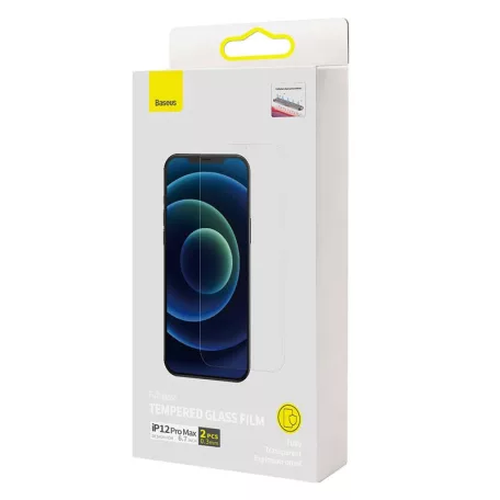 Baseus edzett üvegfólia 0,3 mm iPhone 12 Pro Max 6.7" készülékhez (2 db)