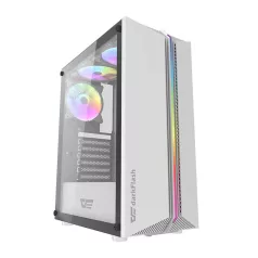   Darkflash DK151 LED-es számítógépház + 3 RGB ventilátor (fehér)