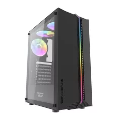   Darkflash DK151 LED-es számítógépház + 3 RGB ventilátor (fekete)