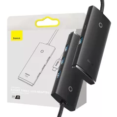   Baseus Lite Series 4 az 1-ben hub, USB-C - 4x USB 3.0 + USB-C, 2m (fekete)