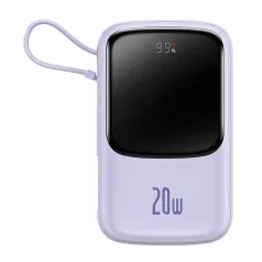   Powerbank Baseus Qpow Pro Lightning kábellel, USB-C, USB, 10000mAh, 20W (lila)