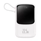 Powerbank Baseus Qpow Pro USB-C kábellel, USB-C, USB, 10000mAh, 22.5W (fehér)